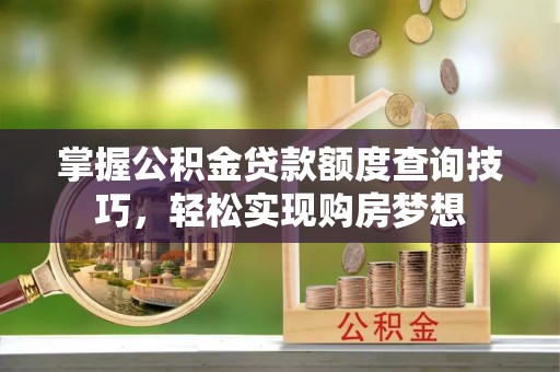 萨尔图掌握公积金贷款额度查询技巧，轻松实现购房梦想