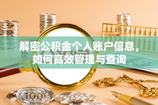 萨尔图解密公积金个人账户信息，如何高效管理与查询