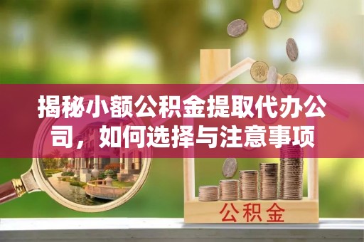 萨尔图揭秘小额公积金提取代办公司，如何选择与注意事项