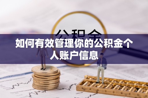 萨尔图如何有效管理你的公积金个人账户信息