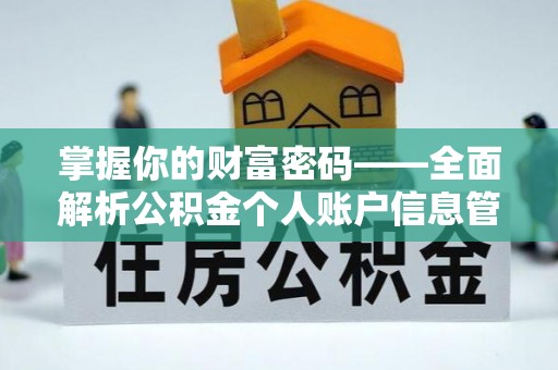 萨尔图掌握你的财富密码——全面解析公积金个人账户信息管理与优化